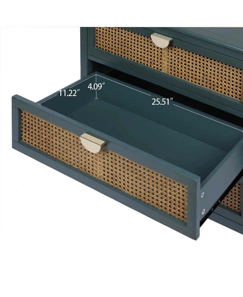 3 Drawer Storage Cabinet Rattan Dressers Chest of Drawers Entryway Cabinet Bedside Table Dresser for Bedroom Living Room