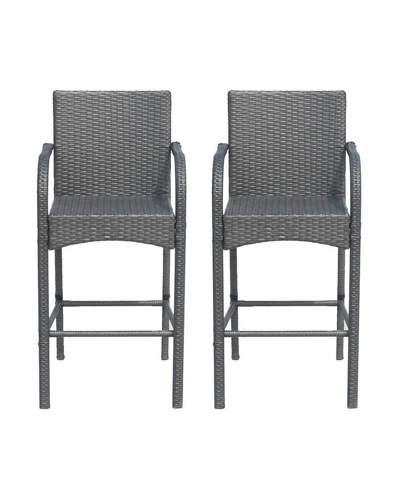 Streamdale Cascada Outdoor Wicker Barstool Chairs Set of 2 (Gray/Multi-Brown)
