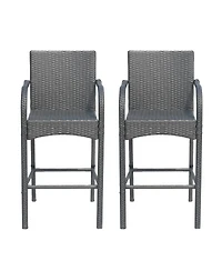 Streamdale Cascada Outdoor Wicker Barstool Chairs Set of 2 (Gray/Multi-Brown)
