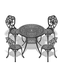 Streamdale 5-Piece Set Of All-Weather Cast Aluminum Dining Furniture Set With Black Frame