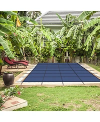 Inground Pool Safety Cover: 18x36ft Rectangle, Triple-Stitched, Blue Mesh