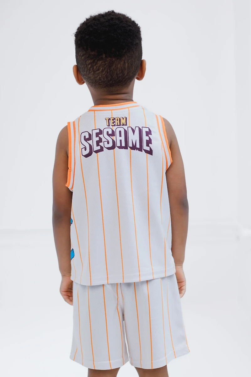 Sesame Street Toddler Boys Mesh Jersey Athletic Tank Top and Basketball Shorts Outfit Set