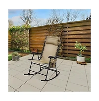 Yaheetech 2pcs 26in Foldable Outdoor Rocking Lounger, Navy Blue