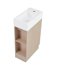 Streamdale 18.6" Bathroom Vanity with Sink, Bathroom Vanity Cabinet with Two-tier Shelf, Left or Right Orientation, Natural