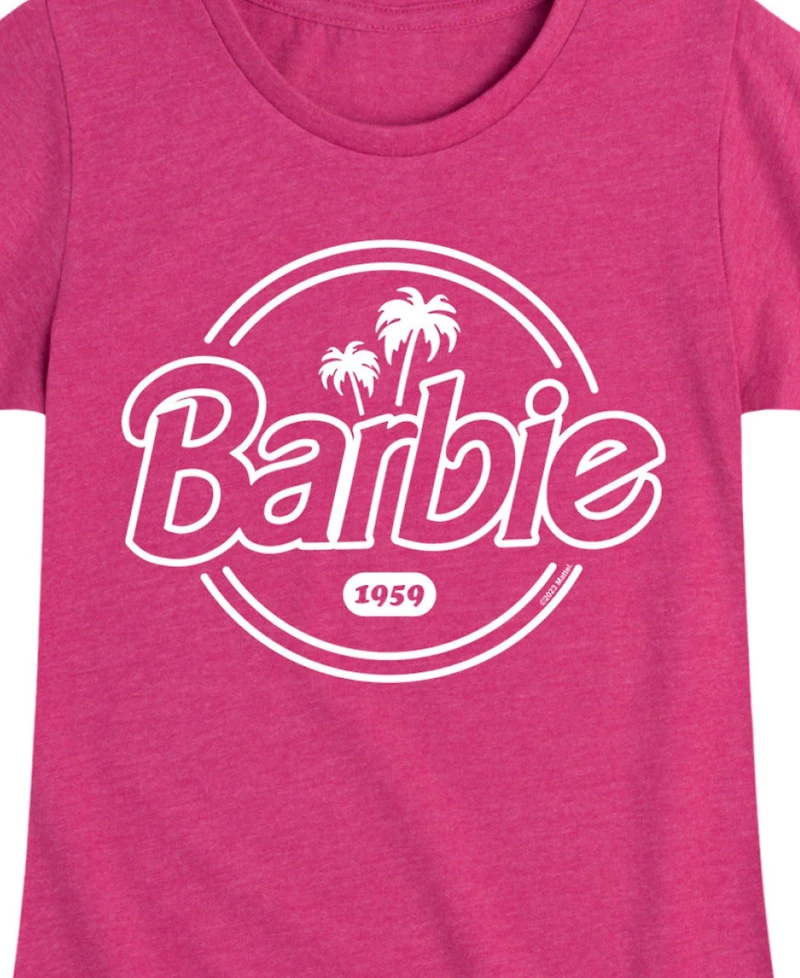 Barbie Big Girls Logo Palm Trees Graphic Short Sleeve T-Shirt