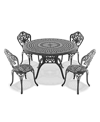Streamdale 5-Piece Set Of All-Weather Cast Aluminum Dining Furniture Set With Black Frame