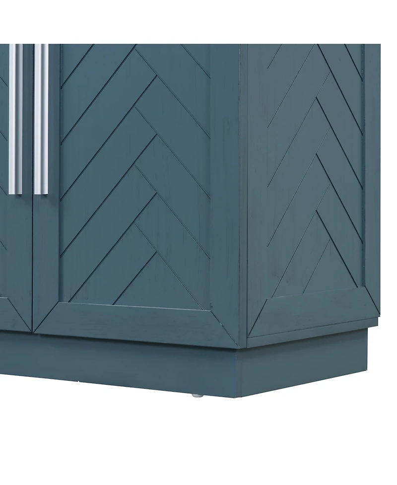 Streamdale Antique Blue Sideboard with Adjustable Shelves and Silver Handles
