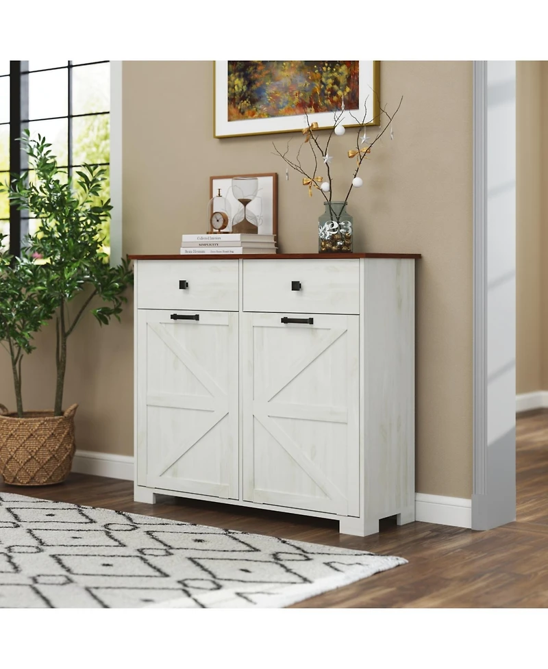 Streamdale Farmhouse Double Tilt-Out Trash Cabinet with Hideaway Drawer