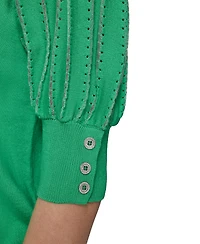 Karl Lagerfeld Paris Women's Puffed-Sleeve V-Neck Sweater