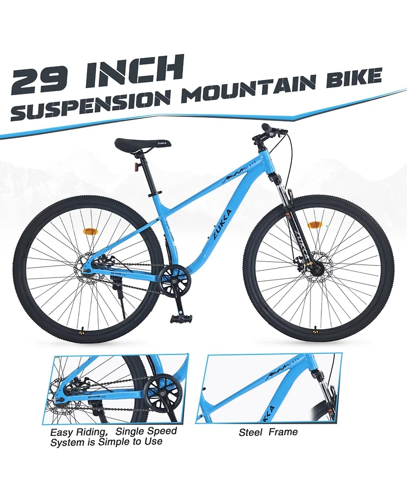 Streamdale 29 Inch Wheels Single Speed Mountain Bike, for Men Women Boys and Girls, Front Suspension