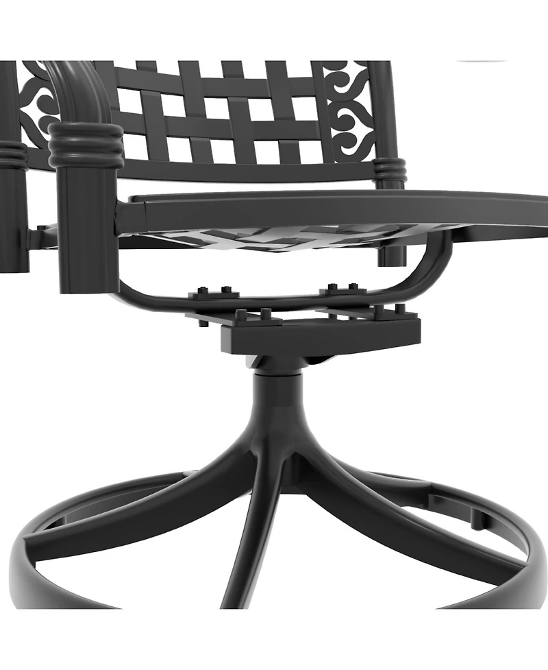 Streamdale Cast Aluminum Patio Swivel Chair 2PCS With Black Frame and Cushions In Random Colors