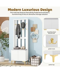 Streamdale Modern 4-in-1 Hall Tree with Cushion and Adjustable Shelves, 70.8