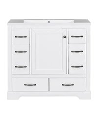 Streamdale 36" Bathroom Vanity with Sink Combo, Six Drawers, Multi-Functional Drawer Divider, Adjustable Shelf, White