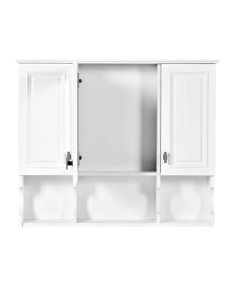 35" Wall Mount Bathroom Medicine Cabinet with Mirror and Shelves