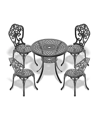 Streamdale 5-Piece Set Of All-Weather Cast Aluminum Dining Furniture Set With Black Frame
