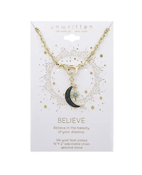 Unwritten Lapis Stone Moon Star Pendant Necklace