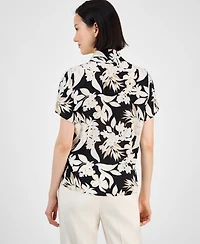 Anne Klein Women's Printed Tie-Neck Blouse