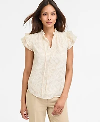 Anne Klein Women's Flutter-Sleeve Tie-Neck Blouse