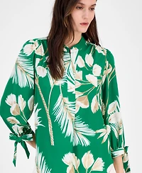 Anne Klein Women's Split-Neck Tie-Cuff Blouse