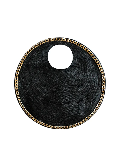 Solo Fig Mini Jute Straw Bag With Gold chain