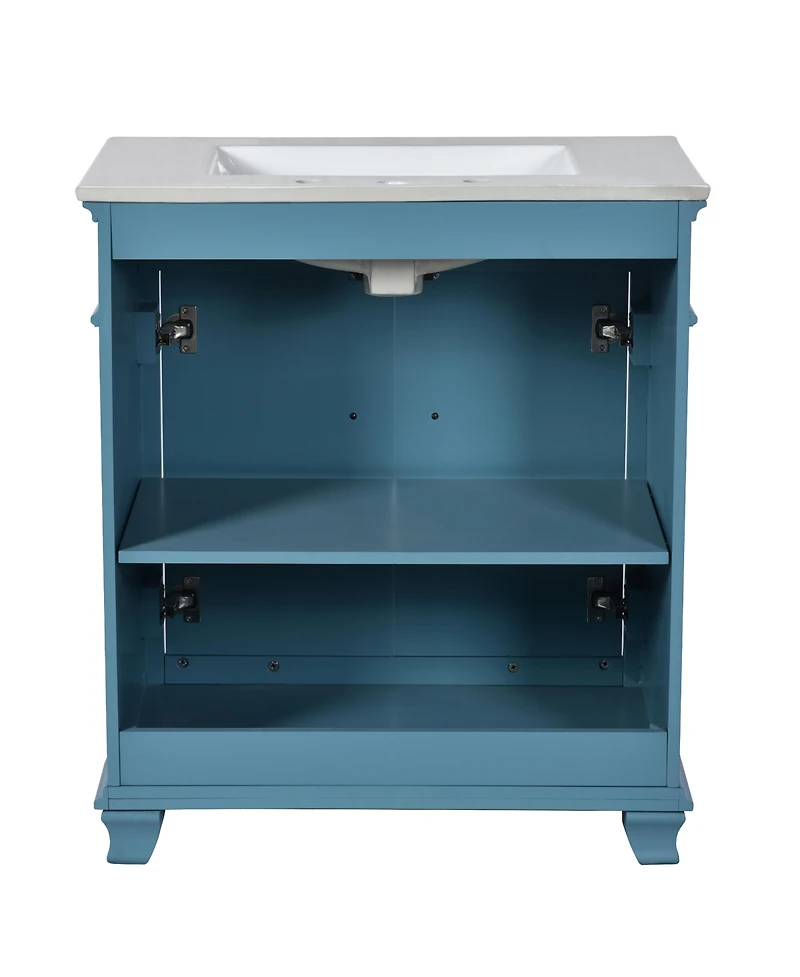 Streamdale 30" Ceramic Sink Vanity Set with Storage Shelf and Cabinet