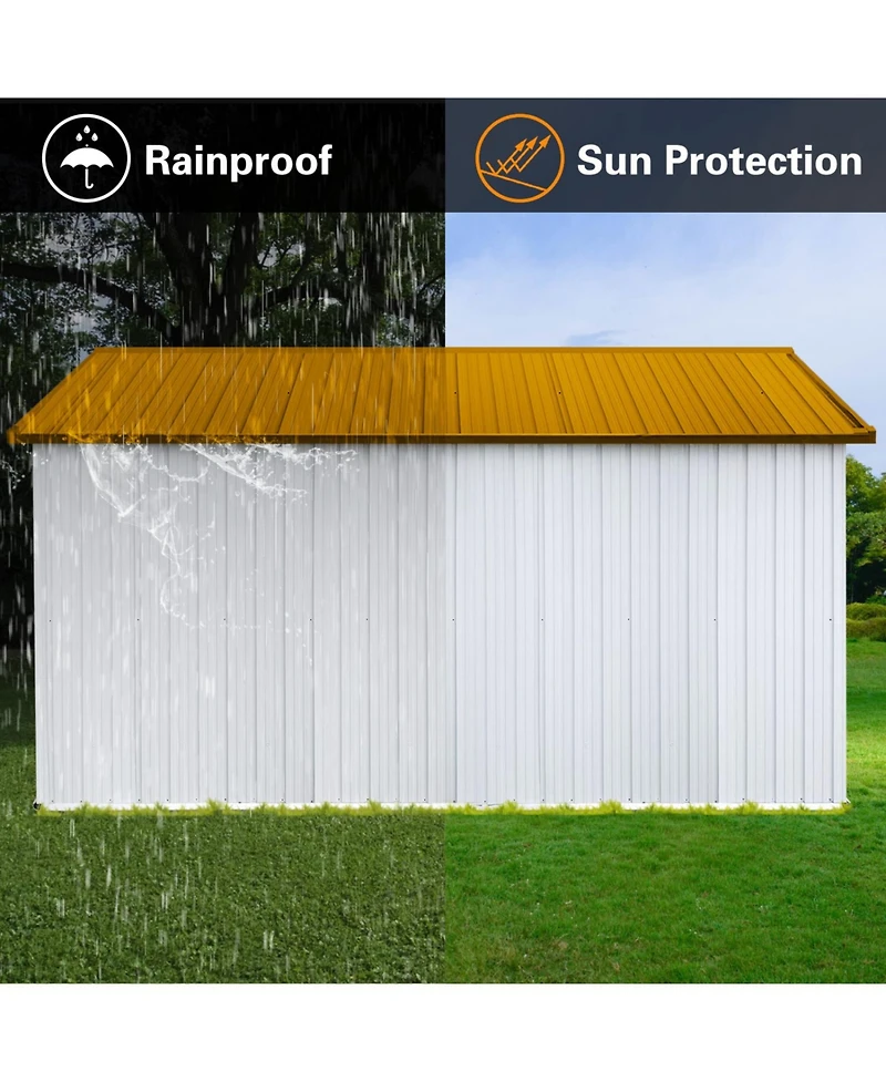 Streamdale Metal garden sheds 10ftx12ft outdoor storage sheds white+yellow with window