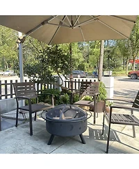 Streamdale Fire Pit 32 Inch Outdoor Wood Burning Firepit with Screen Patio round about the moon and stars