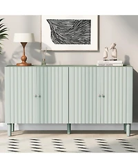 Streamdale Elegant Four-Door Sideboard with Wavy Doors, Cylindrical Legs & Metal Handles