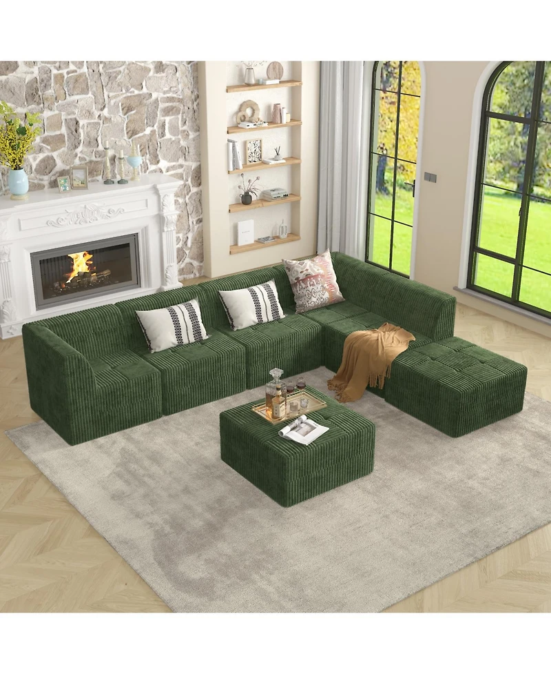 Streamdale Minimalist Corduroy Ottoman Sofa Bed, Space-Saving Design