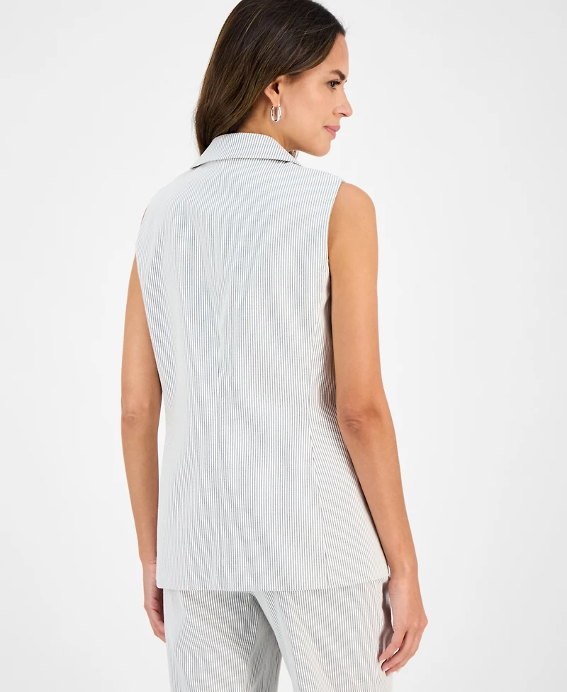 Kasper Women's Striped Notched-Collar Vest