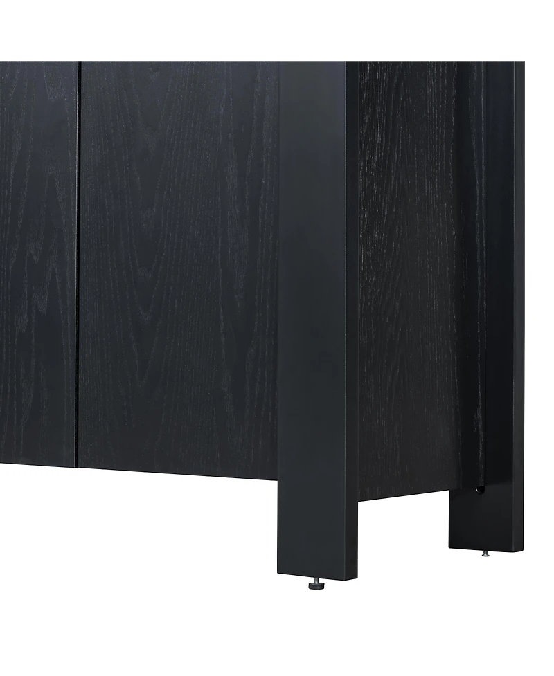 Streamdale Retro 4-door Sideboard with Distressed Finish and Adjustable Shelves for Dining Room, Kitchen, and Living Room (Black)