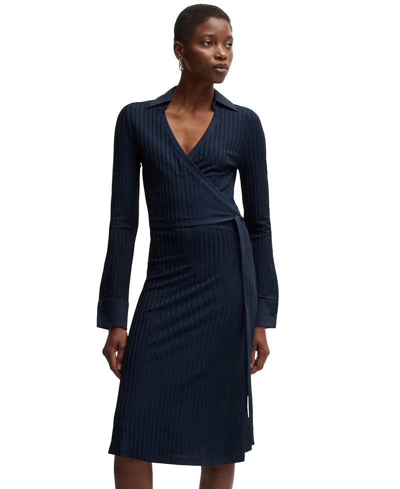 Boss by Hugo Women's Lustrous Ribbed Wrap Dress