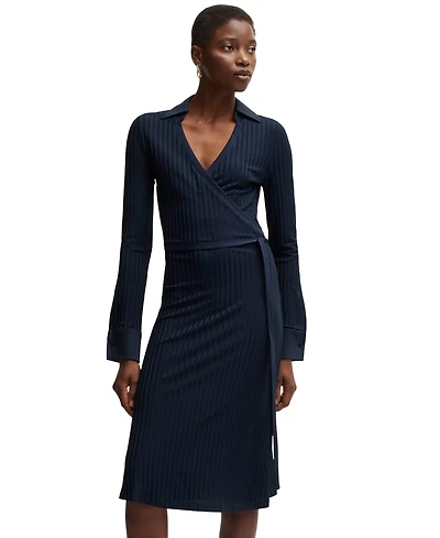 Boss by Hugo Women's Lustrous Ribbed Wrap Dress