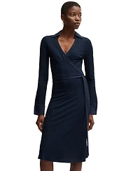 Boss by Hugo Women's Lustrous Ribbed Wrap Dress
