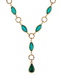 2028 Green Crystal and Acrylic Stone Y Necklace