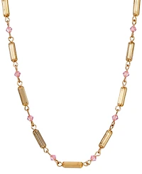 2028 14K Gold Dipped Gold Tube Bead Crystal Necklace
