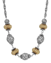 2028 Two-Tone Filigree Bead Collar Necklace