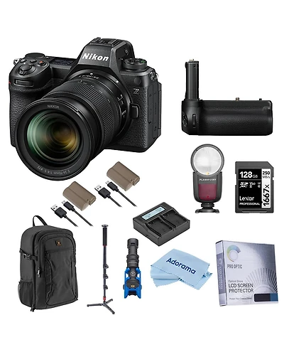 Nikon Z6III Mirrorless Camera with Nikkor Z 24-70mm f/4 S Lens, Bundle with Flash Speedlight, 128GB Memory Card, Battery Grip, 2x Battery Pack, Monopo