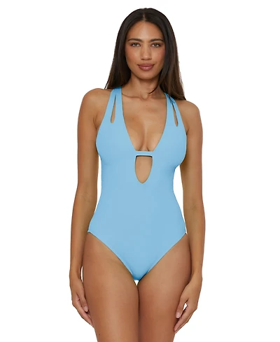 Becca Women's Modern Edge Textured Plunging-Neck Swimsuit