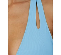 Becca Women's Modern Edge Textured Plunging-Neck Swimsuit