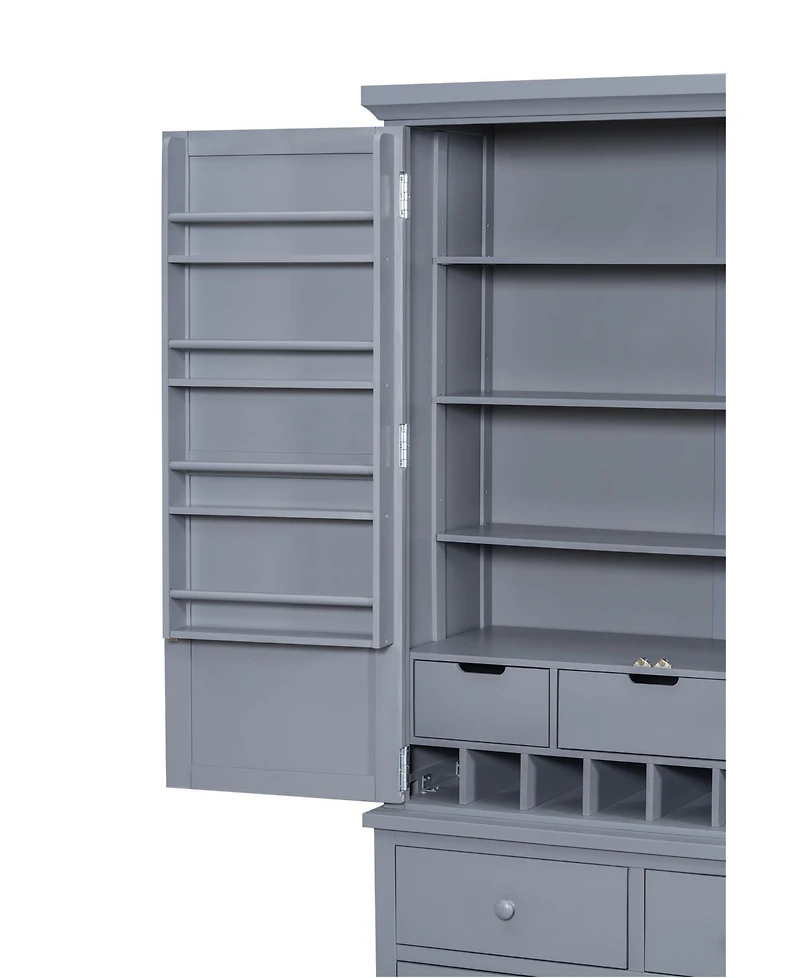 Streamdale Freestanding Kitchen Pantry Cabinet with Storage & Wine Racks