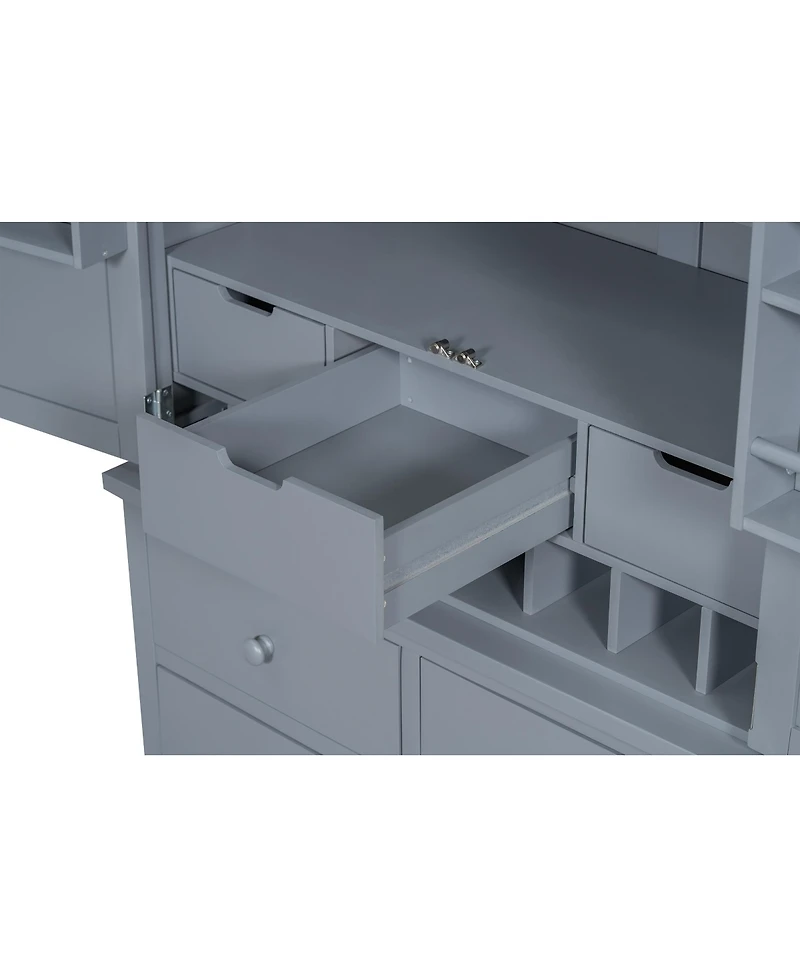 Streamdale Freestanding Kitchen Pantry Cabinet with Storage & Wine Racks