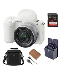 Sony Alpha Zv-E10 Ii Mirrorless Camera with E Pz 16-50mm f/3.5-5.6 Oss Ii Lens, White, Bundle with 128GB Memory Card, Battery, 40.5mm Filter Kit and