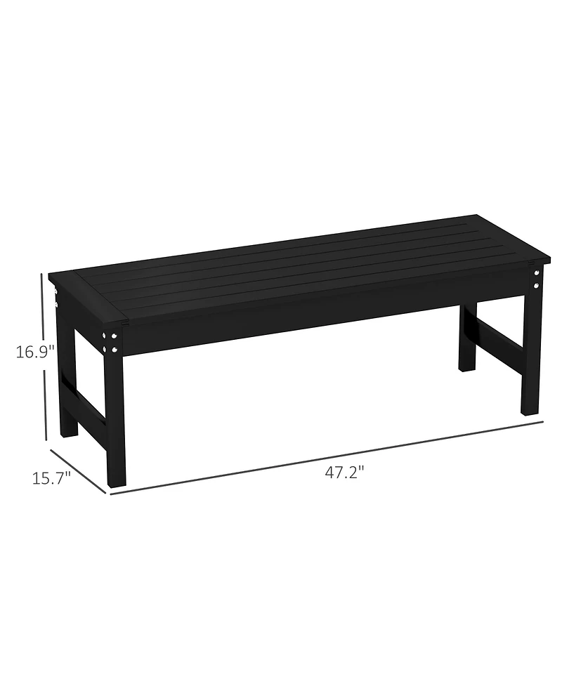 Outsunny 47" Hdpe Outdoor Bench, Backless Slatted Garden Bench Seat,