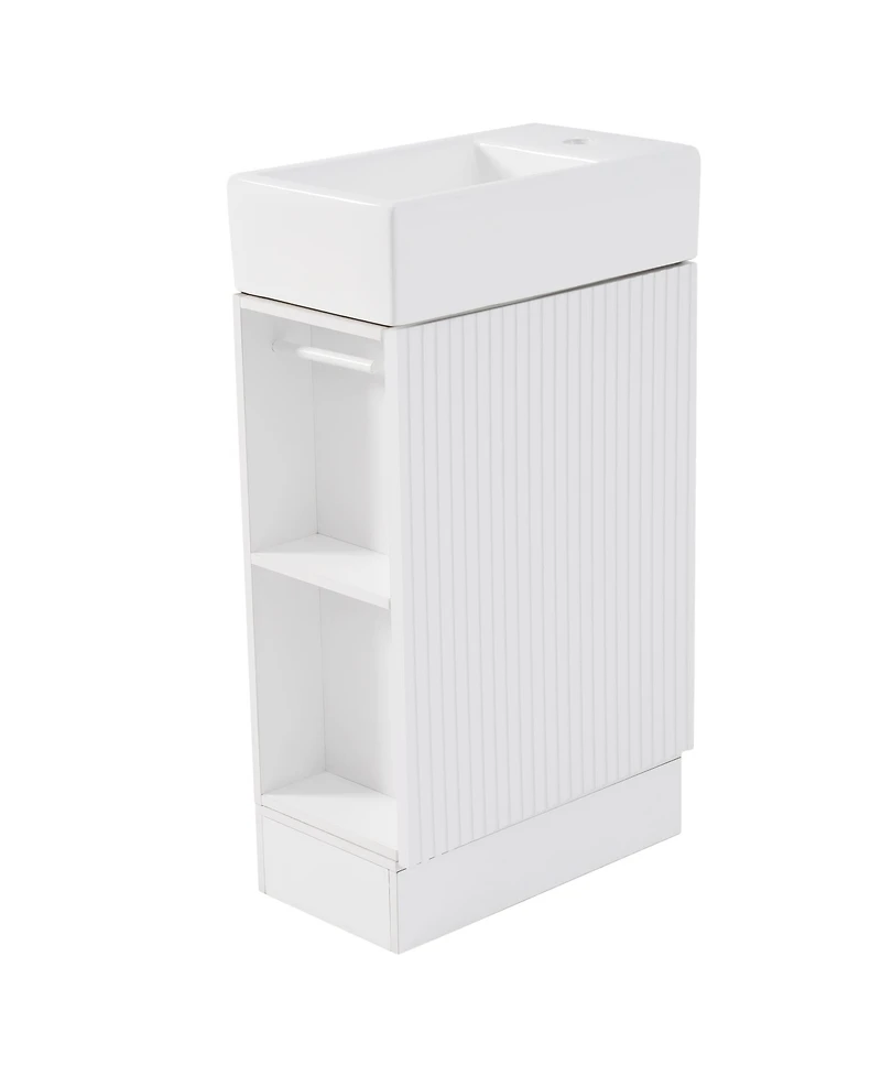 Streamdale 18.6" Bathroom Vanity with Sink, Bathroom Vanity Cabinet with Two-tier Shelf, Left or Right Orientation, White