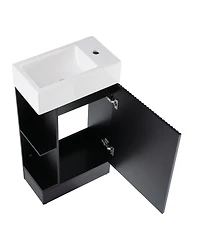 Streamdale 18.6" Bathroom Vanity with Sink, Bathroom Vanity Cabinet with Two-tier Shelf, Left or Right Orientation, Black