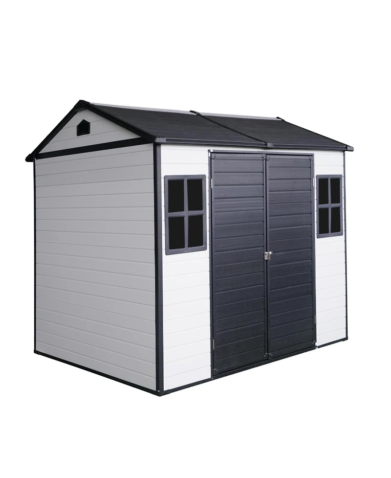Streamdale 8x6 Resin Outdoor Storage Shed with Lockable Door and Windows