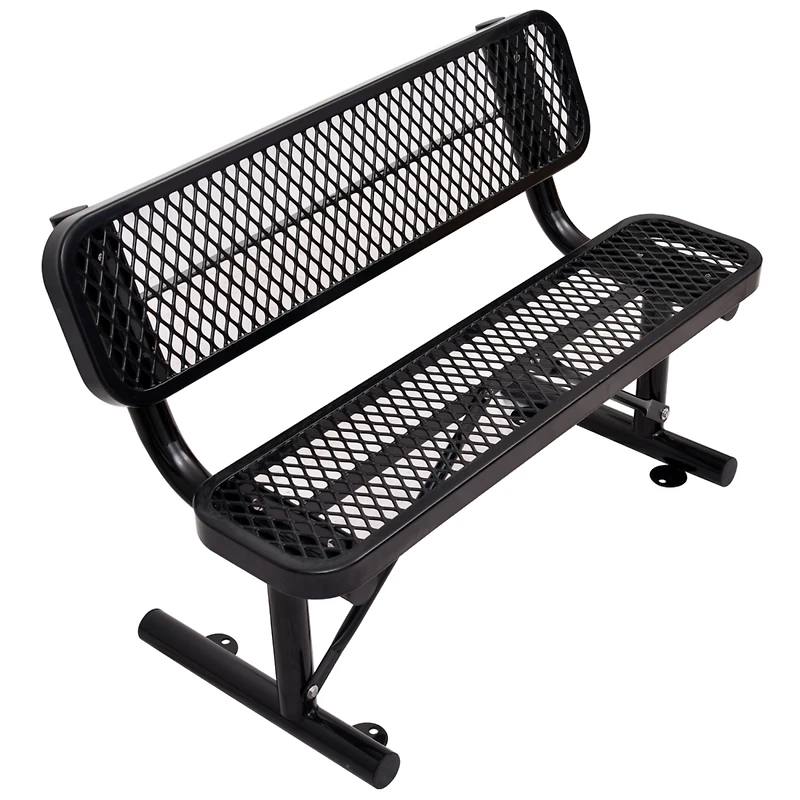 Streamdale 4 ft. Outdoor Steel Bench with Backrest Black