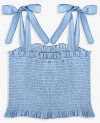 With Jules Big Girl Tie Shoulder Smocked Top