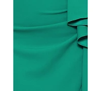 Betsy & Adam Women's Ruffled High-Low Halter Neck Gown